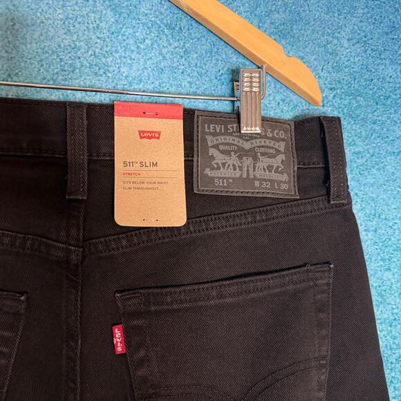 Levi’s 511 Men’s Jeans 32x30 Black Slim Fit Stretch Denim NWT - Picture 9 of 16